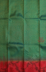GREEN COLOUR BODY WITH GOLDEN ZARI EMBOSED WITH CONTRAST BLOUSE & BORDER