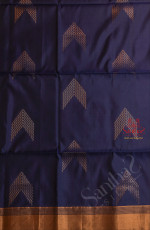 INDIGO BLUE COLOUR BODY WITH GOLDEN ZARI BUTTA WITH CONTRAST BLOUSE & BORDER