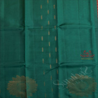 BORDERLESS GREEN COLOUR BODY WITH GOLDEN ZARI BIG FLORAL BUTTA WITH CONTRAST BLOUSE