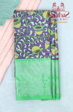 VIOLET COLOUR BODY IN FLORAL DIGITAL PRINT WITH CONTRAST BLOUSE & BORDER