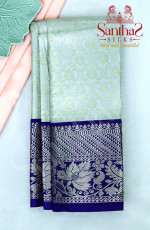 SILVER COLOUR TISSUE BODY IN CONTRAST BLOUSE & BORDER