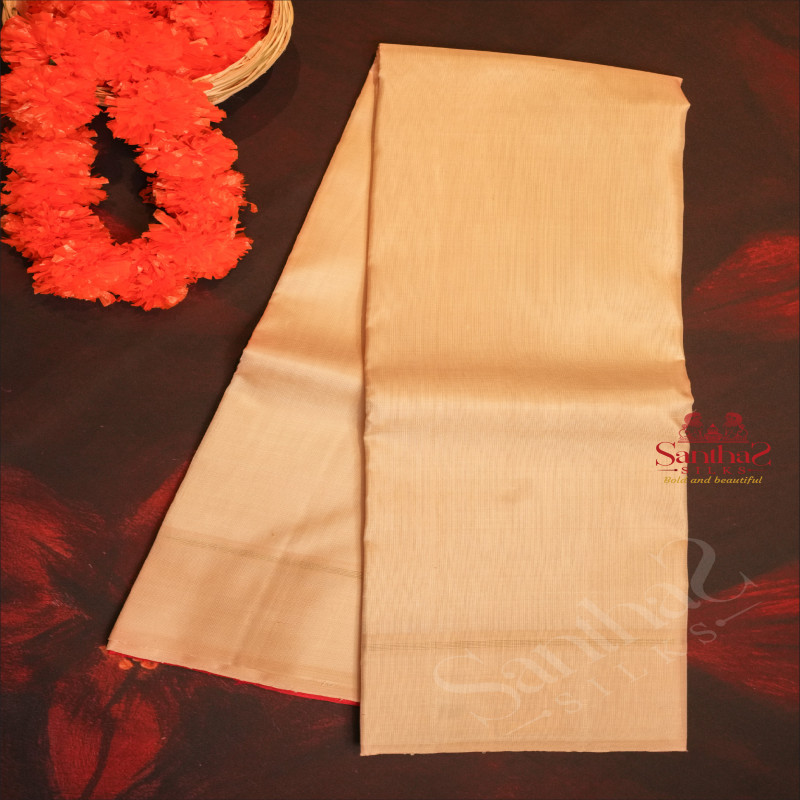 BISQUE COLOUR PLAIN BODY WITH CONTRAST BLOUSE