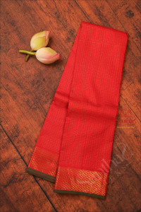 red-colour-checked-body-with-self-blouse-border