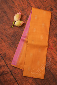 mustard-yellow-colour-body-with-golden-zari-butta-with-contrast-blouse