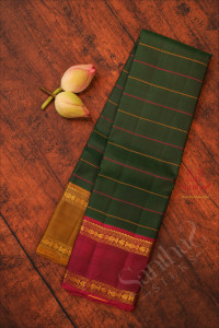 green-colour-body-with-strip-lines-with-ganga-jamuna-border-contrast-blouse