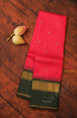 PINK COLOUR BODY WITH GOLDEN ZARI FLORAL BUTTA WITH CONTRAST BLOUSE & BORDER