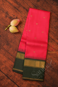 pink-colour-body-with-golden-zari-floral-butta-with-contrast-blouse-border