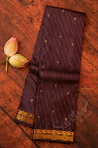navy-blue-colour-strips-body-with-golden-zari-annam-chakkaram-butta-with-self-blouse
