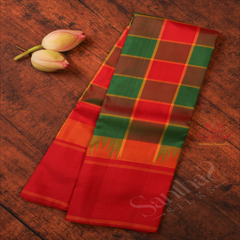 MULTI COLOUR CHECKED BODY WITH CONTRAST BLOUSE & BORDER