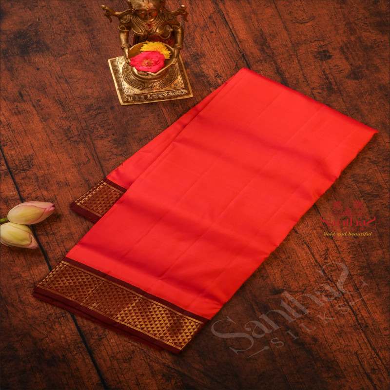 9 YARDS MADISAR DARK PINK COLOUR PLAIN BODY WITH CONTRAST BORDER & WITHOUT BLOUSE