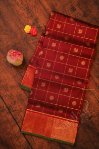 9-yards-madisar-maroon-colour-checked-body-with-annam-chakkaram-butta-without-blouse