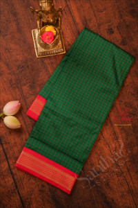 9-yards-madisar-green-colour-checked-body-with-contrast-border-without-blouse
