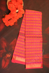 multi-colour-body-with-rose-checks-golden-zari-mango-butta-border-without-blouse