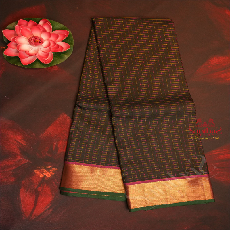 BLACK COLOUR BODY WITH MULTI COLOUR STRIPS WITH CONTRAST BLOUSE & BORDER