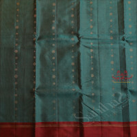 BLUE COLOUR BODY WITH GOLDEN ZARI BUTTA WITH CONTRAST BLOUSE & BORDER
