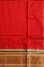 RED COLOUR CHECKED BODY WITH CONTRAST BLOUSE & BORDER