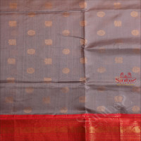 GREYISH BLUE COLOUR WITH GOLDEN ZARI ANNAM CHAKKARAM BUTTA WITH CONTRAST BLOUSE & BORDER