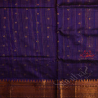 VIOLET COLOUR BODY WITH GOLDEN STRIPS AND ZARI FLORAL BUTTA WITH CONTRAST BLOUSE & BORDER