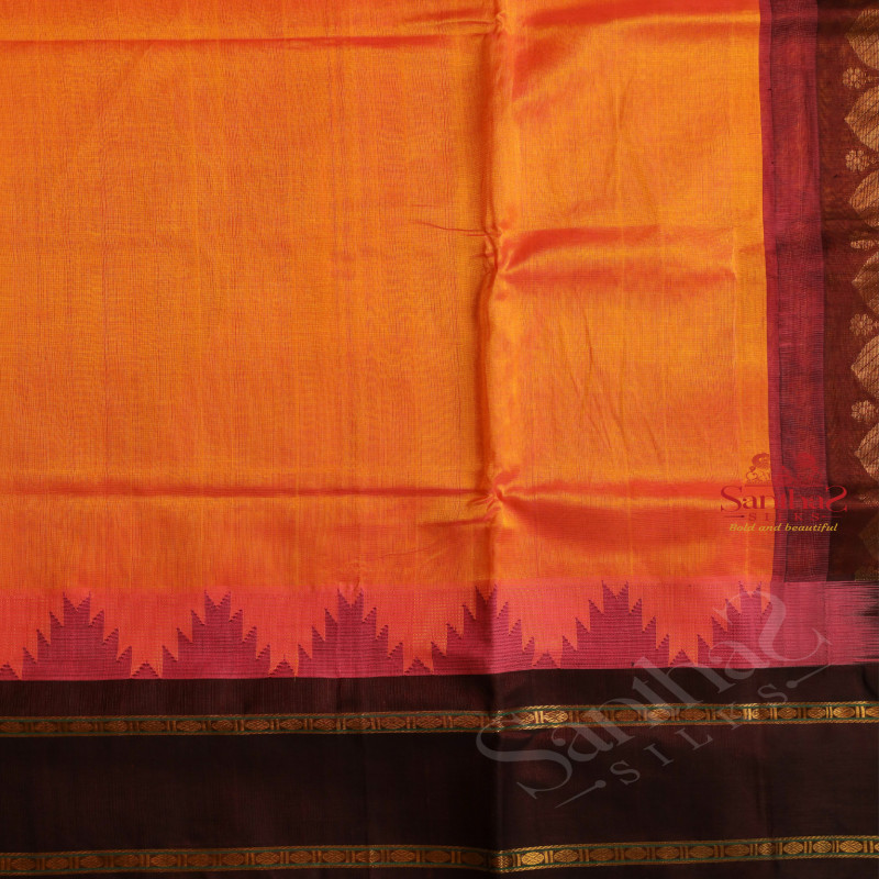DUAL SHADE YELLOW COLOUR BODY WITH CONTRAST BLOUSE & BORDER