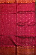 MAGENTA COLOUR BODY WITH GOLDEN STRIPS AND BUTTA WITH CONTRAST BLOUSE & BORDER