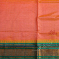 PEACH ORANGE COLOUR CHECKED BODY WITH CONTRAST BLOUSE & BORDER