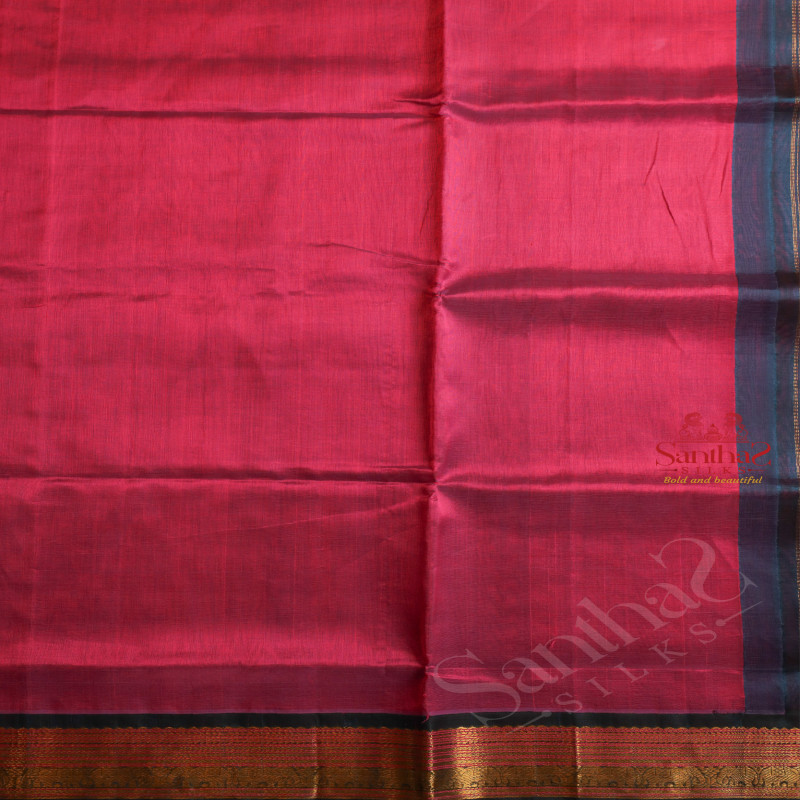 DARK PINK COLOUR BODY WITH CONTRAST BLOUSE & BORDER