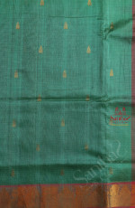 TURQUOISE BLUE COLOUR BODY WITH GOLDEN ZARI BUTTA WITH CONTRAST BLOUSE & BORDER