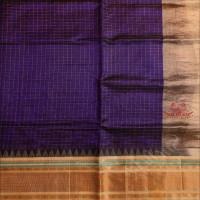 BERRY BLUE COLOUR CHECKED BODY WITH CONTRAST BLOUSE & BORDER