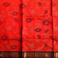 ORANGE COLOUR BODY WITH FLORAL PATTERN EMBOSED WITH CONTRAST BLOUSE & BORDER
