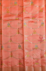 RAW MANGO PEACH COLOUR BODY WITH ROSEGOLD ZARI FANCY MOTIFS AND SELF COLOUR BLOUSE & PALLU