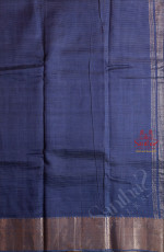 MANGALAGIRI SILK BLUE COLOUR SAREE WITH ZARI BORDER AND CONTRAST FLORAL PATTERN BLOUSE