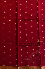 DARK PINK COLOUR RAW MANGO SAREE WITH BANARASI BUTTA WITH CONTRAST BLOUSE & BORDER