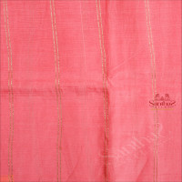 MANGALAGIRI COTTON PINK COLOUR BODY WITH STRIPS AND CONTRAST PALLU & WORK BLOUSE