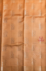 DARK BEIGE COLOUR CHINIYA SAREE WITH SILVER ZARI FLORAL BUTTA WITH SELF BLOUSE
