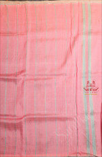 MANGALAGIRI COTTON ROSEMILK COLOUR BODY WITH STRIPS AND CONTRAST COLOUR PALLU & WORK BLOUSE