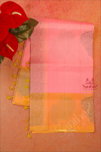 baby-pink-colour-body-with-floral-pattern-with-contrast-blouse-border
