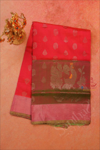 borderless-dual-shade-pink-colour-body-with-silver-zari-butta-with-self-blouse