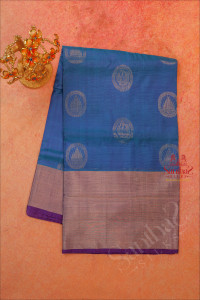 blue-colour-body-with-golden-zari-floral-butta-with-contrast-blouse-border