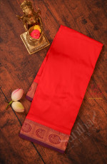9 YARDS MADISAR RED COLOUR BODY WITH CONTRAST BORDER & WITHOUT BLOUSE