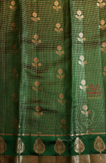  CHINIYA SAREE IN FOREST GREEN COLOUR WITH SMALL SQUARE BUTTAS & FLOWER MOTIFS AND SELF COLOUR PALLU & BLOUSE