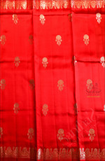  CHINIYA SAREE IN BLOOD RED COLOUR WITH ZARI FLORAL BUTTA WITH CONTRAST BLOUSE