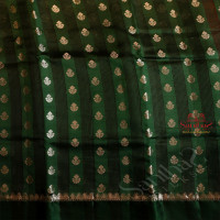 CHINIYA SAREE IN FOREST GREEN COLOUR WITH SILVER ZARI MOTIFS AND CONTRAST COLOUR PALLU & BLOUSE
