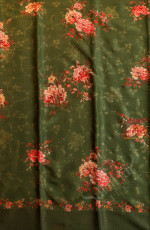  CHANDERI SAREE IN GREEN COLOUR WITH FLORAL PRINT WITH SELF BLOUSE