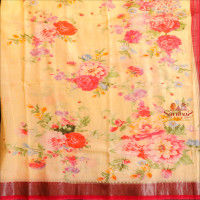  MANGALAGIRI COTTON BODY IN SANDAL COLOUR WITH DIGITAL PRINT DESIGN AND CONTRAST COLOUR PALLU & BLOUSE