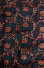 PEACOCK BLUE COLOUR RAW SILK SAREE BODY WITH FLOWER PATTERN AND CONTRAST PALLU & BLOUSE