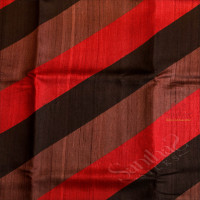 RED AND BLACK COLOUR RAW SILK SAREE WITH FLORAL BORDER & CONTRAST BLOUSE