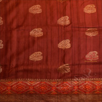 LIGHT BROWN COLOUR BANARAS SAREE BODY WITH GOLDEN ZARI BUTTAS AND SELF COLOUR PALLU & BLOUSE