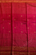 MEGENTA COLOUR RAW SILK SAREE BODY WITH ROSEGOLD ZARI STRIPS AND SELF COLOUR PALLU & BLOUSE
