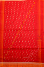 BLOOD RED COLOUR COTTON SAREE BODY WITH STRIPS AND SELF COLOUR PALLU WITH WHITE THREAD BUTTAS & BLOUSE