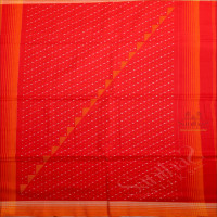 BLOOD RED COLOUR COTTON SAREE BODY WITH STRIPS AND SELF COLOUR PALLU WITH WHITE THREAD BUTTAS & BLOUSE